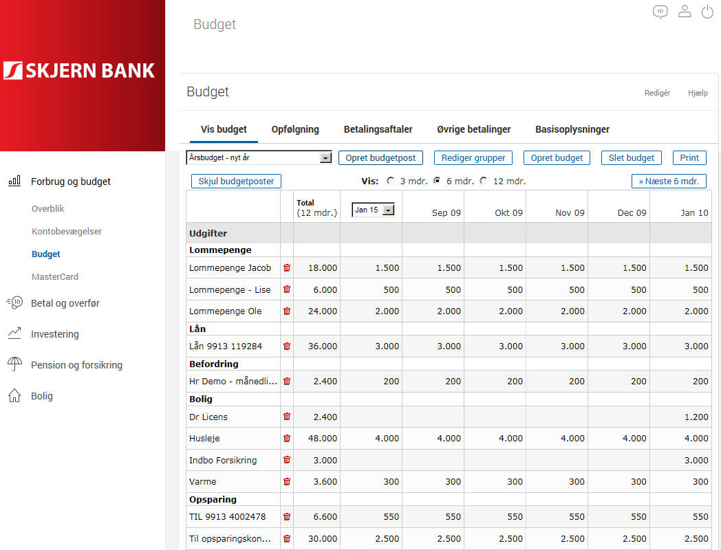 Budget i Netbanken